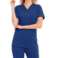 Solid Color V-neck Pocket Scrub Uniform Set Women Surgical Scrubs Joggers Top Pants Suits