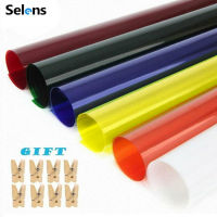 Selens 6 Pcs 40*50 ซม.เจลสีกระดาษกรองไม้คลิปสำหรับสีแดงหัวไฟแบบที่ครอบสีแดง