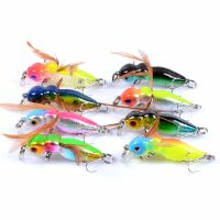 EUYRT Wobbler พลาสติก + เหล็ก เหยื่อขนนกแมลง 8สี เหยื่อตกปลา minnow น้ำจืดและน้ำจืด เหยื่อพลาสติกแข็ง ตกปลาทะเลตกปลา