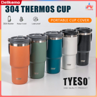 แก้วเก็บอุณหภูมิ แก้วสแตนเลส Tyeso แก้วน้ำ พร้อมหูหิ้ว พร้อมหลอด 750/900ml ความจุ20oz-40ozแก้วเก็บอุณหภูมิร้อนเย็นได้นานสูงสุด8-12ชั่วโมง【Delikemo】