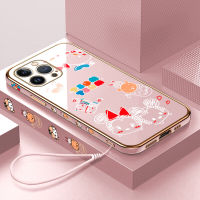 Volans เคสเคสสำหรับ Apple iPhone 15 Plus 15 Pro 15 Pro Max,เคสหมีพูเมาส์การ์ตูนมิกกี้น่ารักลายขอบสี่เหลี่ยมเคสโทรศัพท์ชุบเคสโทรศัพท์นิ่มหรูหรา