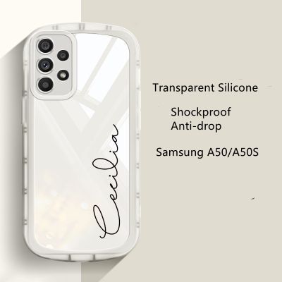 （shine electron）เคสโทรศัพท์แบบใสตัวอักษรสั่งทำได้สำหรับ Samsung กาแล็คซี่,กรอบซิลิโคลนกันกระแทก A73 A53 A52 A33 A32 A13 A12ขนาด5กรัม