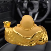 Gold Lucky Fengshui Resin Laughing Buddha Statue Buddhism Money Maitreya Buddha Sculpture Figurines Home Living Room Decoration