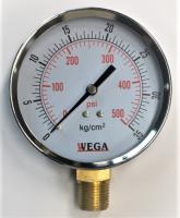 เกจวัดแรงดัน 4" เกลียวล่าง 1/2" WEGA pressure gauge เหล็ก ขนาดหน้าปัด 4 นิ้ว เกลียว PT 1/2" ออกด้านล่าง