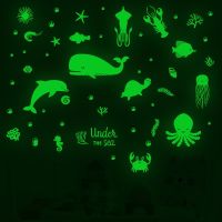 ZZOOI Luminous Whale Wall Stickers Underwater World Marine Life Wallpaper Glow In The Dark Stickers for Bedroom Kids Baby Rooms Decor