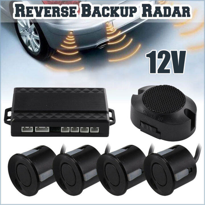 4x KIT Buzzer Alert Rear System Backup Black Sensors Car Lazada.co.th
