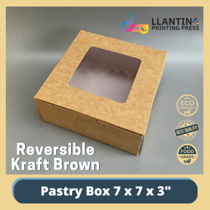 20pcs Pastry Box 7x7x3 Kraft Brown/Plain White With Window