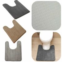 ♈ Coral Fleece Anti Slip Toilet Floor Mat U-Shaped Memory Water Absorbing Foam Bath Mats Washable Bath Pedestal Pad Rug Home Decor