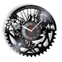 Hot sell Mountain Bike Vinyl Record Wall Clock Extreme Cycling Silent Clock Biking Art MTB Bicycle Vintage Album Longplay Man Cave Watch