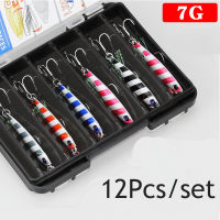 LEDIAO 12pcsset Fishing Lure 7g 12g 17g 22g Jigs Metal Jig Bait Bass Tuna Lures Winter Fishing Saltwater Tackle Tools With Box