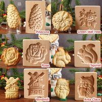 Wooden Cookie Mold Cutter 3D Biscuit Embossing Molds Household Gingerbread Cake Mould Press Bakery Gadget Baking Tool Flower Cut