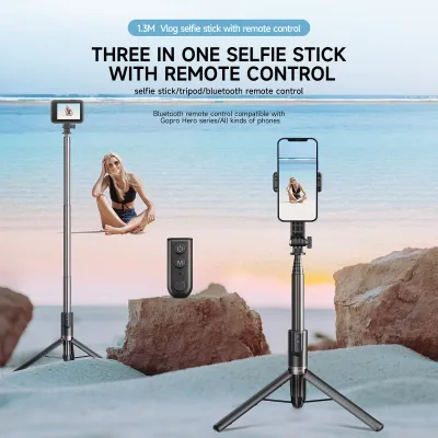 ขาตั้งแบบสามขา Selfie 1.3M พร้อมการควบคุมรีโมทบลูทูธไร้สายสำหรับ Gopro Insta 360 DJI กล้องแอคชั่นแคมเมราสำหรับสมาร์ทโฟน