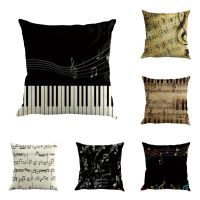 {fabric sofa}สแควร์โน้ตดนตรีพิมพ์เบาะปลอกหมอนกลางแจ้ง PillowcasePillow โซฟาปลอกหมอนอิง