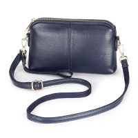 Luxury Genuine Cow Leather BlackBlue 5 Colors Small Shoulder Bag Women Double Zipper Crossbody Messenger Handbags Card Pocket