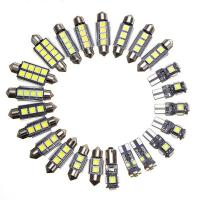 23PCS Car LED Light Kit T10 Double Tip DC 12V White 6000K Interior Map Dome Reading Lamps Trunk License Plate Bulb Replacement