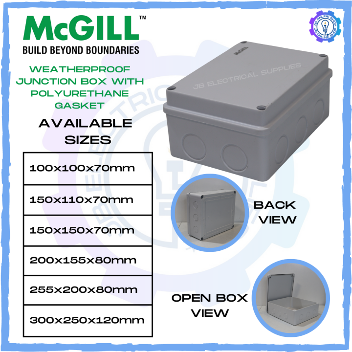 Mcgill Weatherproof Junction Box with Polyurethane Gasket MGJB Series