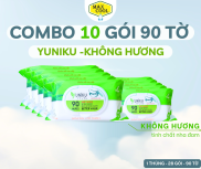 Combo 10 gói Khăn giấy ướt cao cấp 90 Tờ Không Mùi Yuniku HÀNG CHÍNH HÃNG