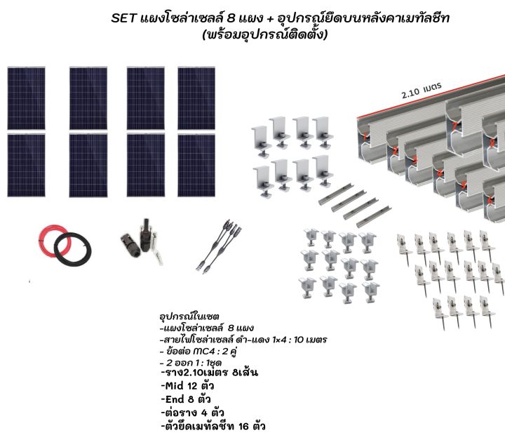 solar-set-แผงโซล่าเซลล์-โพลี-340w-8-แผง-พร้อมอุปกรณ์ติดตั้ง-ชุดอุปกรณ์ยึดบนหลังคา-แผงโซล่า-เมทัลชีท-หลังคาเมทัลชีท-ตัวยึด-ครบชุด