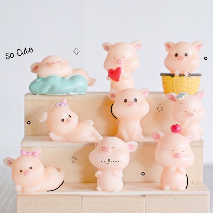 หมูสีหวาน-9-แบบ-ตุ๊กตาเรซิ่นตกแต่งสวนถาด-แต่งกระถาง-แต่งบ้านน่ารัก-ชุด-8-แบบ