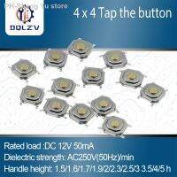 12V 5.2x5.2x1.5mm 12V 0.5A 4 Pin SMT Push Button Switch Metal Tactile Micro Tact Touch Switch Copper Interruptor 4x4x1.5