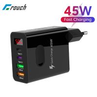 Crouch 45W เครื่องชาร์จ USB Type C 4พอร์ตที่ชาร์จอะแดปเตอร์ติดผนังสำหรับ