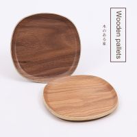 Wooden Serving Tray Round Tea Cup Saucer Trays Fruit Plate Storage Pallet Japanese Style Food Plate Dining Table Decoration