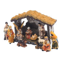 Manger Handmade Collectable Christmas Jersus Birth Ornament Mini เรซิ่นประติมากรรมและรูปปั้นตกแต่งบ้านของขวัญ