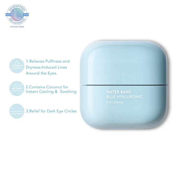 LANEIGE Water Bank Blue Hyaluronic Eye Cream 25mL - Blue Hyaluronic Acid to reinvigorate withered skin LANEIGE Water Bank Blue Hyaluronic Eye Cream 25mL - Blue Hyaluronic Acid to reinvigorate withered skin