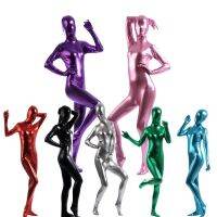 ร้อน, ร้อน★Metallic Spandex Bodysuit Shiny Catsuit Women Second Skin Zentai Full Body Suit Costume Party Multicolor Unitard S-3XL