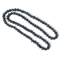 With a Charming Black sheen ADD Small and smooth CUSTOMIZATION beads 8-9 MM Freshwater BLACK Pearl Necklace