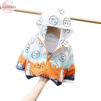 Boys Hooded Jacket Fashionable Smiley Printing Long Sleeves Zipper Coat For 1-5 Years Old Kids