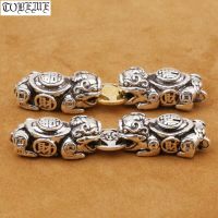 100% 925 Silver Double Pixiu Charm 925 Sterling Lucky Fengshui Pixiu Beads Wealth Piyao Beads DIY Good Luck Jewelry Findings