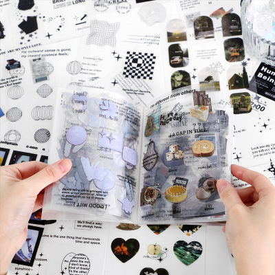 【CW】Yoofun 30pcspack Multi-style Decorative Stickers Rainbow White and Black Geo Sticker Pack for Scrapbooking Journals Collage DIY