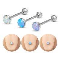 【LZ】❧❍☾  Anéis de língua para corpo de opala para mulheres barra aço cirúrgico aparafusar topo redondo parafuso prisioneiro piercing sexy 14g 1pc