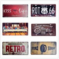 Retro Route 66 Metal Legend Motorcycles Car Decorative License Plate Tin Signs Vintage Garage Home Wall Decor Painting A647