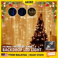 {ItalyNest shop}AKIRO อุปกรณ์ DIY 300ไฟ LED,3X3มี8โหมดสำหรับฉากหลังใช้ในบ้านกำแพงม่านการตกแต่งงานเลี้ยงฉลองแต่งงานแสงคริสต์มาสนางฟ้า