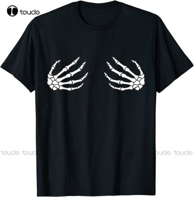 New Halloween Boob Skeleton Hand T-Shirt Dad Shirt Custom Aldult Teen Unisex Digital Printing Tee Shirts Streetwear Tshirt Retro