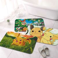 Pokemon Printed Flannel Floor Mat Bathroom Decor Carpet Non-Slip For Living Room Kitchen Welcome Doormat