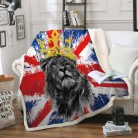 2023 Lion King Flag Of The United States Blankets For Bed Throw Blanket Animal With Crown Custom 3d Printed Blanket