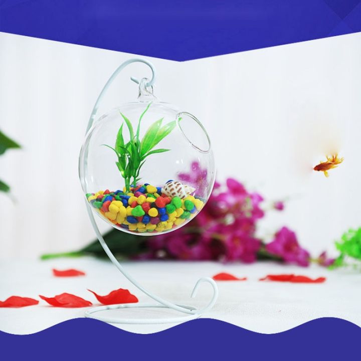 ที่ใส่กระจกสำหรับแขวนโต๊ะปลาขนาดเล็กปลาสวยงามชั้นวางชามที่จับอุปกรณ์สำหรับตู้ปลาดอกไม้3