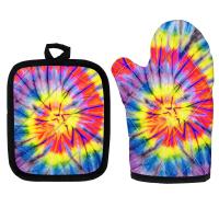 Tie Dye Printed Baking Insulation Gloves for BBQKitchen Microwave Oven GloveS Kitchen Potholder Oven Mitts and Potholder Pad