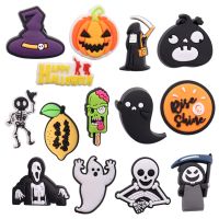 1PCS Horrible Skull Funny Ghost Pumkin PVC Garden Shoes Charms Croc Jibz Accessories Buckle Button Clog DIY Wristband Decoration