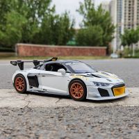 1:24ออดี้ GT2 R8รางแบบจำลองรถแข่งอัลลอยหล่อจากโลหะของเล่นจำลองโมเดลรถยนต์สปอร์ตไฟเสียงของสะสมของขวัญสำหรับเด็ก