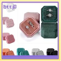 BTTJ0 พร้อมฝาที่ถอดออกได้ กล่องเครื่องประดับอัญมณี ประณีตประณีตประณีต เหลี่ยมทรงแปดเหลี่ยม กล่องบรรจุของ คุณภาพสูงมาก ผ้ากำมะหยี่กำมะหยี่ กล่องเก็บแหวนคู่ แต่งงานในงานแต่งงาน