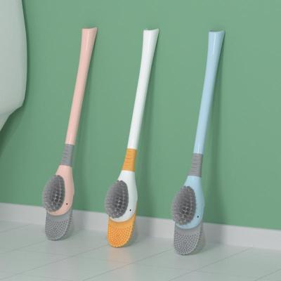 Toilet Brush For Bathroom With Base Creative Duck Shape Silicone Soft Bristles Brush With Holder Set For Toilet Cleaning Tools