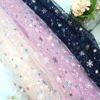 ▦ 1Meter Glitter Snowflake Tulle Mesh Fabric for Girls Summer Princess Dress Veil Skirt Crutain Handsewing Cloths Sell in Meter