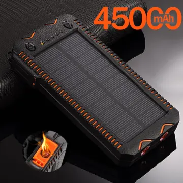 Waterproof Solar Power Bank 500000mAh Outdoors 2USB Battery Mobile Phone  Charger 