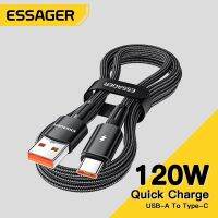 ✆ Essager สายเคเบิลชาร์จเร็ว 120W Type-C 6A USB สําหรับ Xiaomi 12Pro K50 67W Xiaomi 11Pro