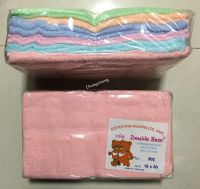 ผ้าขนหนู ตราหมีคู่ ขนาด 15x30 นิ้ว Cotton 100% แพ็ค 1 โหล (12 ผืน)