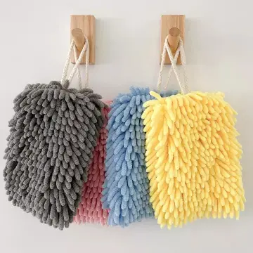 1Pc Chenille Hanging Hand Towel Ball Soft Absorbent Microfiber Hand Towels  Plush Quick-Drying Hanging Hand Towel Ball with Hanging Loops for Bathroom  Kitchen, Gray